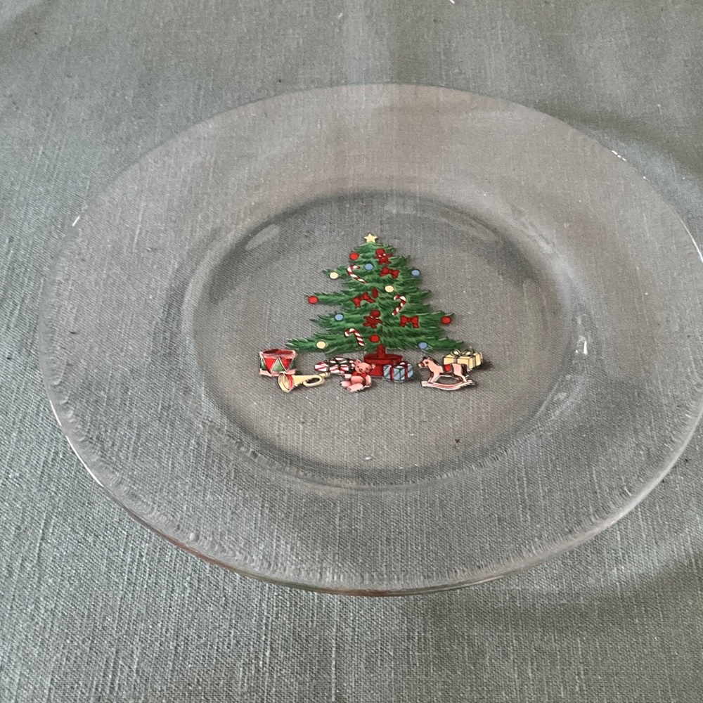 Clear Glass Christmas Tree Plate